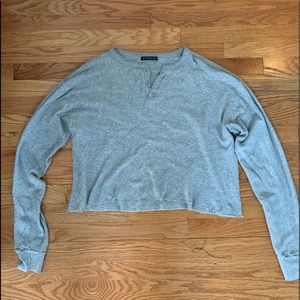 BRANDY MELVILLE Gray Henley Long Sleeve